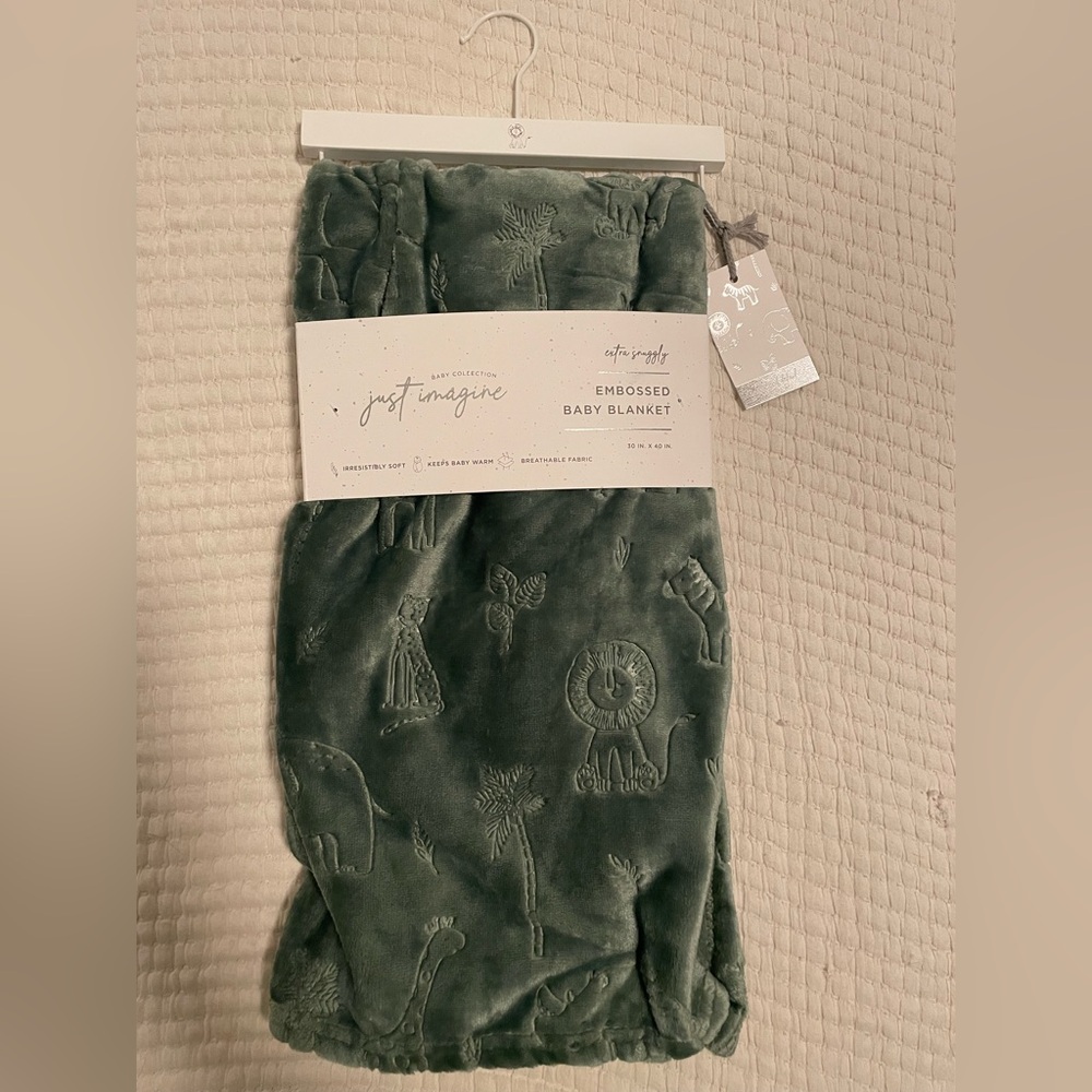 Just Imagine Green Embossed Baby Blanket